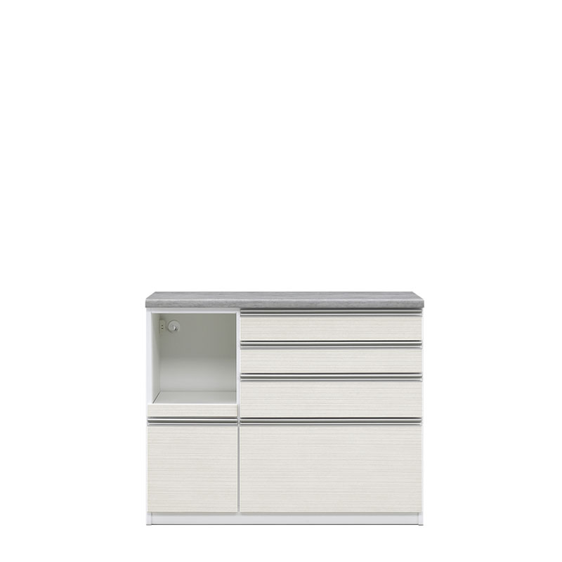 1200HAカウンター(本体ホワイト色×天板ロック色×前板オーレ色)