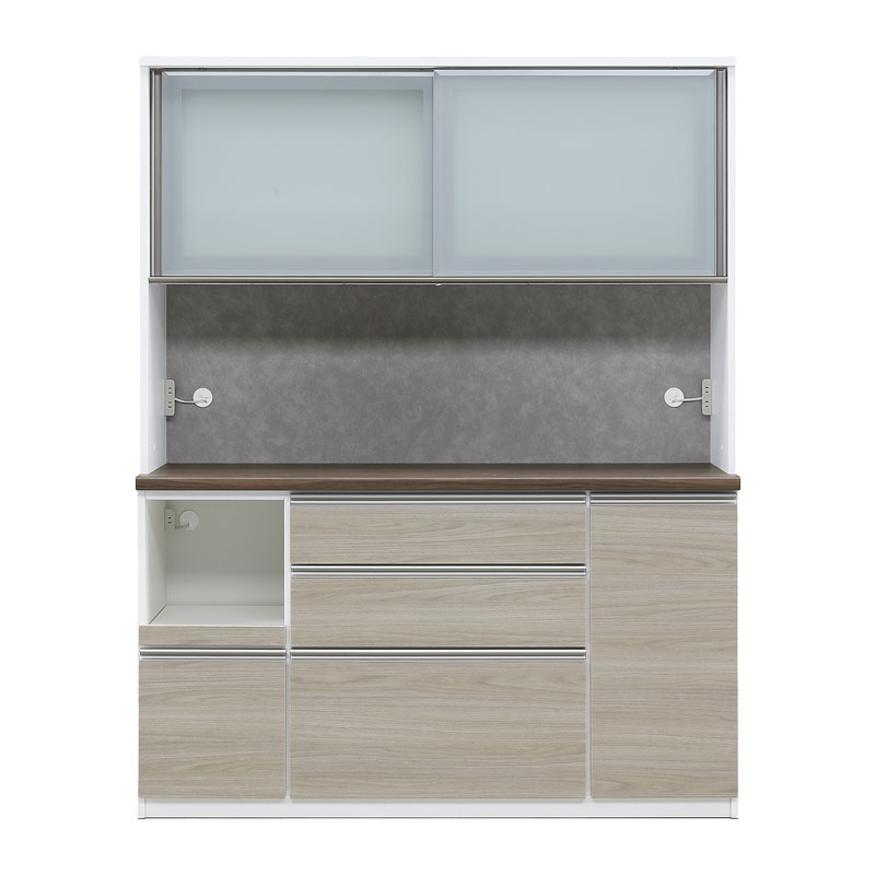 1600LAレンジ(本体ホワイト色×天板ウォールナット色×前板アーバンウォール色)