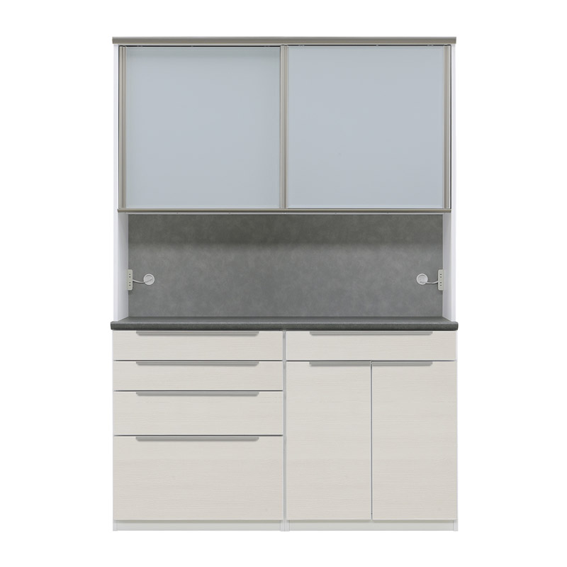 1600レンジ　H=2150 | 下台800B開戸＋800C-2引出 | 本体：ホワイト | 天板：クルーズ | 前板：スノーウッド